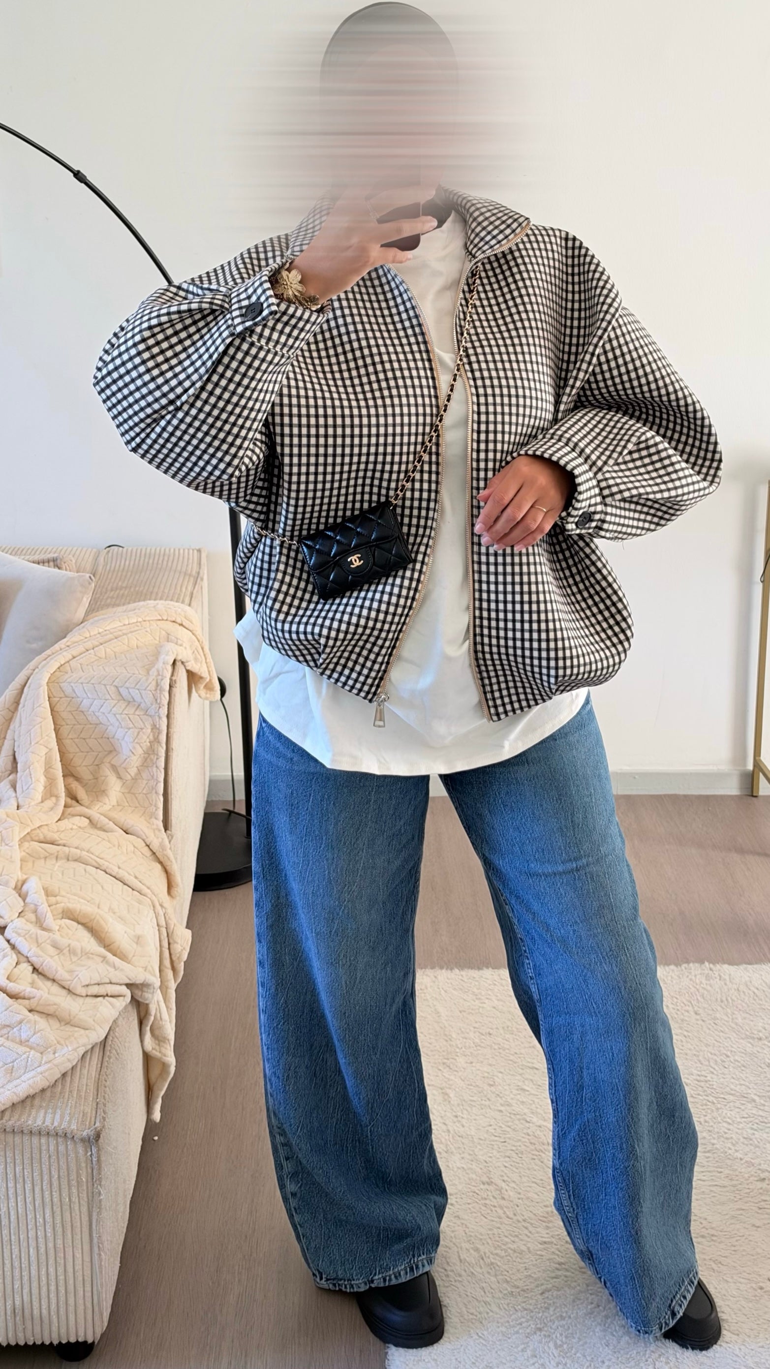 Veste bomber à carreaux